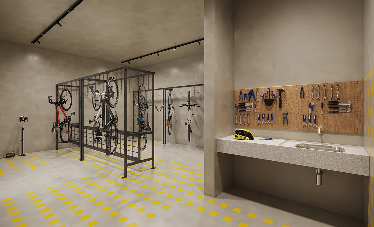 Perspectiva ilustrada do Bicicletário